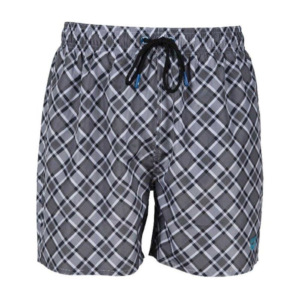 Arena Mens Fundamental Plaid Swim Shorts / Asphalt/Multicolored